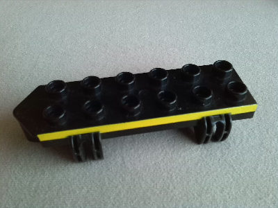 Lego Duplo Car Base 2 x 6 with Yellow Stripe Pattern / Black