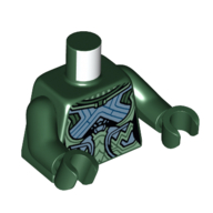 Lego Torso, Blue/Medium Blue/Sand Green Armor (Nakia) Print, Dark Green Arms and Hands / Dark Green