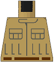 Lego Torso SW Mechanic Jumpsuit Coveralls with Band Collar and Pockets, Dark Red Belt Pattern / Tan