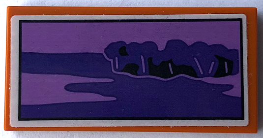 Lego Tile 2 x 4 with Picture of Dark Purple and Medium Lavender Landscape and Trees with Black Border Pattern (Sticker) - Set 21336