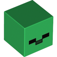 Lego Minifig Head Special, Cube with Zombie Face Print / Green