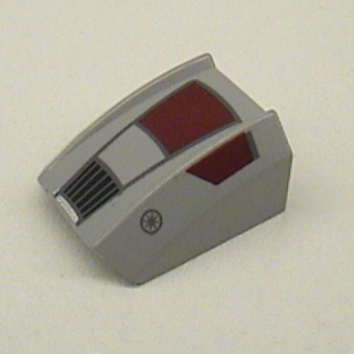 Lego Brick Curved 2 x 2 with Lip, No Studs with Dark Red Panels, Black Grill, Republic Insignia Print