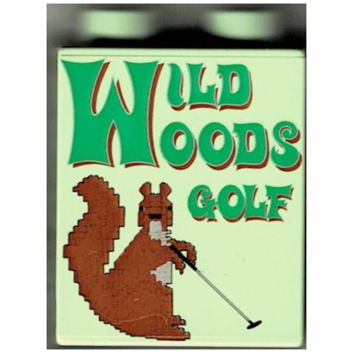 Lego Duplo Brick 1 x 2 x 2 with Wild Woods Golf Print / Light Lime