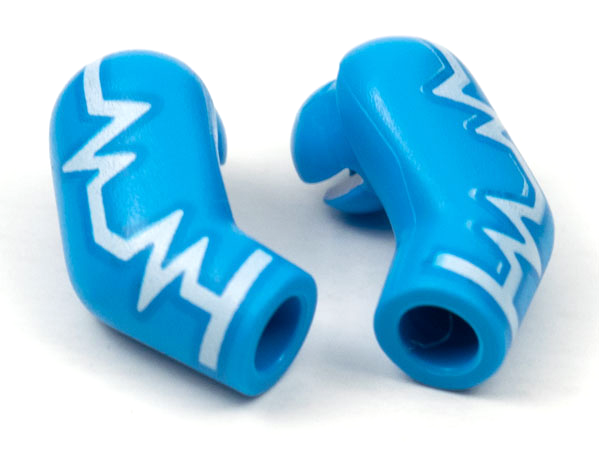 Lego Arm, (Matching Left and Right) Pair with White Zigzag Pattern / Dark Azure