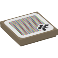 Lego Tile 2 x 2 with Hammer, Two Arrows, and Barcode Print (Sticker) / Dark Tan