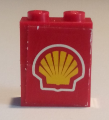 Lego Stickered Assembly 2 x 1 x 2 with Shell Logo Pattern (Sticker) - Set 1253-1