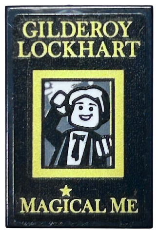 Lego Tile 2 x 3 with 'GILDEROY LOCKHART', Minifigure in Rectangle, and 'MAGICAL ME' Pattern (Sticker) - Set 75978