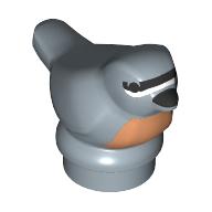 Lego Animal, Bird, Small with White/Black Bands on Face, Black Eyes, Coral Chest (Nuthatch) print / Sand Blue