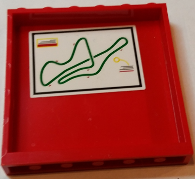 Lego Panel 1 x 6 x 5 with Green Outlined Race Track Map Pattern on Inside (Sticker) - Set 75913
