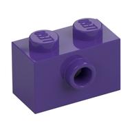 Lego Brick Special 1 x 2 with 1 Center Stud on 1 Side, Bottom Stud Holder / Dark Purple