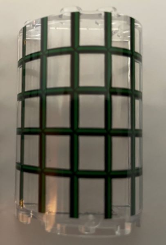 Lego Cylinder Half 2 x 4 x 5 with 1 x 2 Cutout with Green and Dark Green Window Frame Pattern (Sticker) - Set 76388