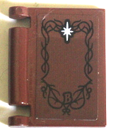 Lego Minifigure, Utensil Book Cover with Black Ornate Filigree Border with Capital Letter B and White Star Pattern (Sticker) - Set 10316 / Reddish Brown