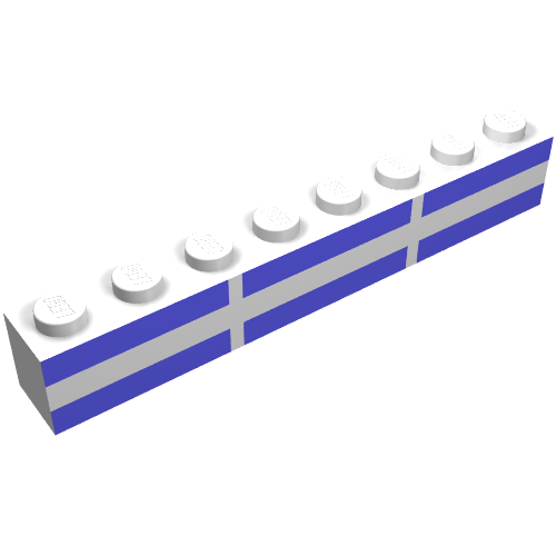 Lego Brick 1 x 8 with Six Light Blue Rectangles Print ferry windows