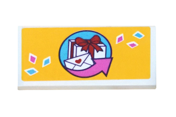 Lego Tile 2 x 4 with Gift Box, Envelope and Arrow Pattern (Sticker) - Set 41310