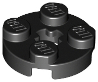 Lego Plate, Round 2 x 2 with Axle Hole / Black