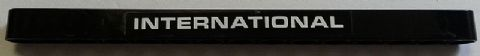 Lego Technic, Liftarm Thick 1 x 15 with White 'INTERNATIONAL' Pattern (Sticker) - Set 8258 / Black