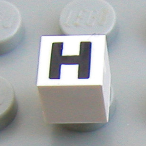 Lego Modulex Tile 1 x 1 with H Print - Black Lining on Top and Sides