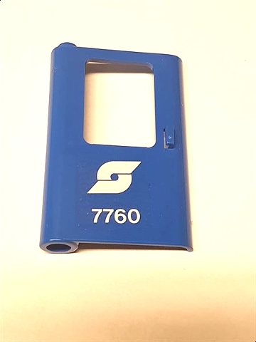 Lego Door 1 x 4 x 5 Train Left, Thin Support at Bottom with Austrian Railways Logo and '7760' Pattern (Sticker) - Set 7760 / Blue