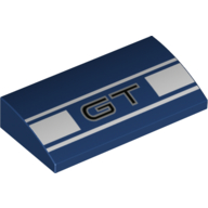Lego Brick Curved 2 x 4 x 2/3 No Studs with 'GT', White Stripes Print