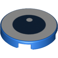 Lego Tile Round 2 x 2 with Black Eye/Pupil Print / Blue