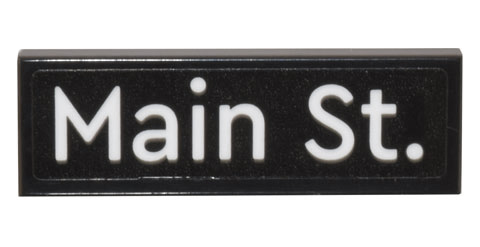 Lego Tile 1 x 3 with White 'Main St.' Pattern (Sticker) - Set 10308