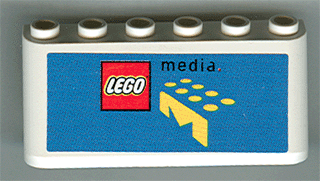 Lego Windscreen 2 x 6 x 2 with LEGO Logo and Black 'media' on Blue Background Pattern (Sticker) - Sets 3409