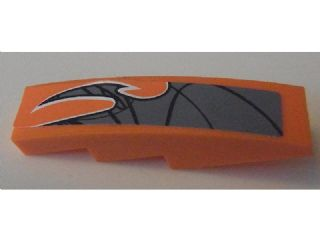 Lego Slope, Curved 4 x 1 with Black and Silver Pattern Model Left Side (Sticker) - Set 8162 / Orange