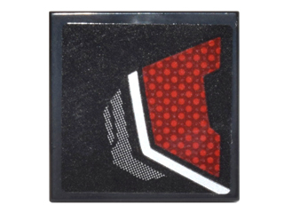 Lego Tile 2 x 2 with Dark Red and Silver Body Armor Panel Pattern Model Left Side (Sticker) - Set 76051 / Black