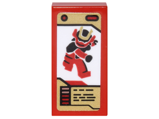 Lego Tile 1 x 2 with Ninjago Trading Card Game Samurai X Pattern (Sticker) - Set 70627 / Red