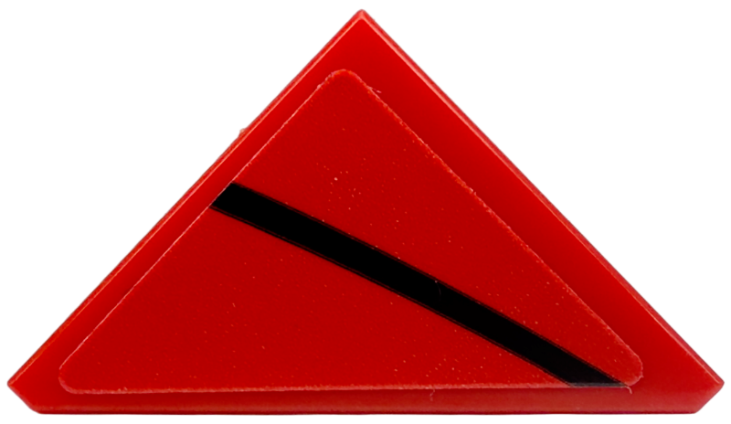 Lego Tile, Modified 2 x 2 Triangular with Black Curved Stripe Pattern Model Right Side (Sticker) - Set 76916 / Red