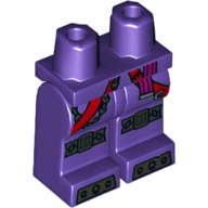 Lego Hips and Dark Purple Legs with Red Straps, Purple Belt, Knee Pads, Steel Toes Print / Dark Purple