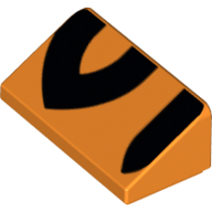 Lego Brick Sloped 30° 1 x 2 x 2/3 with Black Tiger Stripes Print