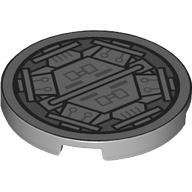 Lego Tile Round 3 x 3 with Airlock Print / Light Bluish Gray