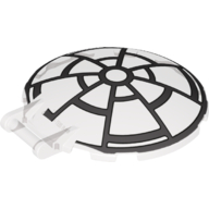 Lego Dish 6 x 6 Inverted - No Studs with Handle with SW 8 Spoke Death Star Window Print