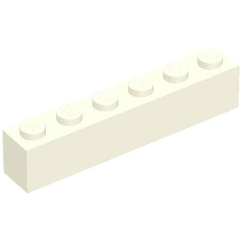 Lego Brick 1 x 6 without Bottom Tubes, with 2 Raised Cross Supports