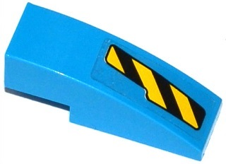 Lego Slope, Curved 3 x 1 with Black and Yellow Danger Stripes Cutout Pattern Left (Sticker) - Set 76020