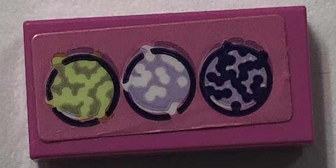 Lego Tile 1 x 2 with Lime, White, Lavender and Dark Blue Bubble Tea Pattern (Sticker) - Set 41733 / Dark Pink
