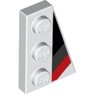 Lego Wedge Plate 3 x 2 Right with Black/Light Bluish Gray/Red Markings