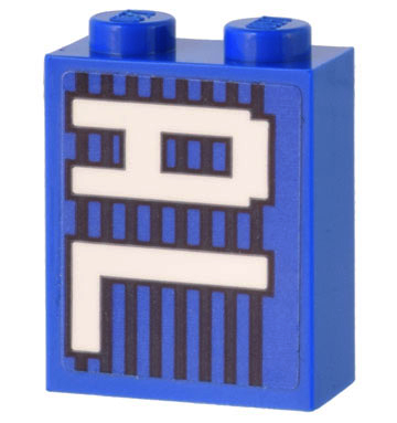 Lego Brick 1 x 2 x 2 with Inside Stud Holder with White 'AL' on Blue and Black Lines Pattern (Sticker) - Set 10299 / Blue