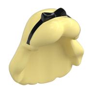 Lego Hair Long with Center Part and Black Ribbon Tied in Bow Print (Alice) / Bright Light Yellow