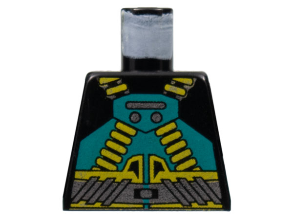 Lego Torso Aquazone Aquaraider Dark Turquoise and Yellow Crossed Belts Pattern / Black