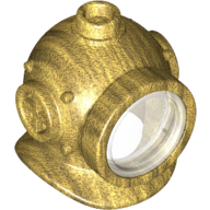 Lego Helmet Underwater Deep Diver with Trans-Clear Glass / Pearl Gold