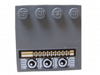 Lego Tile, Modified 4 x 4 with Studs on Edge with Engine Ports Pattern (Sticker) - Set 7673