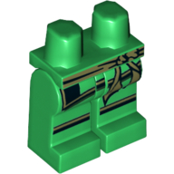 Lego Hips and Green Legs with Black and Olive Green Sash and Knee Stripes Print / Green