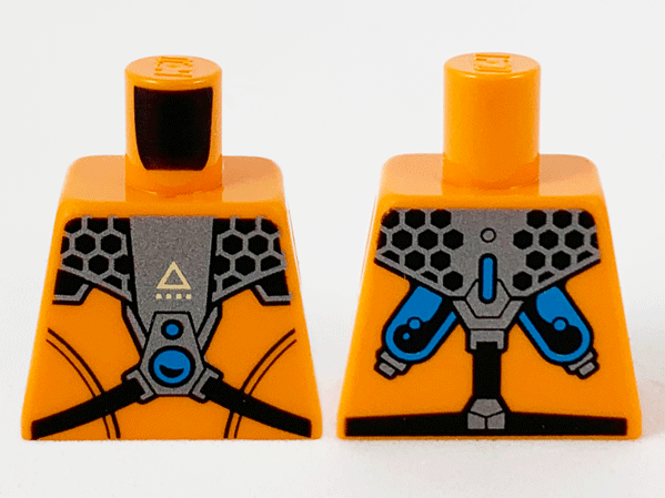 Lego Torso Jumpsuit with Pearl Dark Gray Armor Gear Pattern / Orange