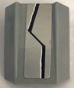 Lego Slope, Curved 2 x 2 Lip with Silver Armor Plates with Black and White Zigzag Lines Pattern Model Right Side (Sticker) - Set 75973