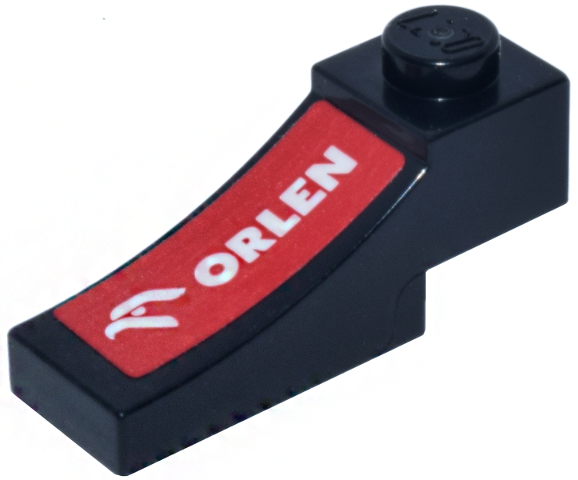 Lego Arch 1 x 3 Inverted with White 'ORLEN' and Logo on Red Background Pattern Model Left Side (Sticker) - Set 77246