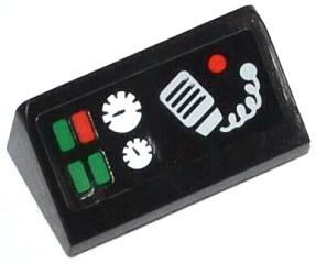 Lego Slope 30 1 x 2 x 2/3 with Green and Red Buttons, 2 Gauges and Radio Pattern (Sticker) - Set 42008