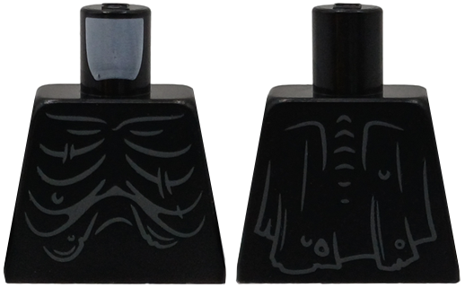 Lego Torso Dark Bluish Gray Cascading Folds with Sores, Spine and Tattered Cloth on Back Pattern / Black