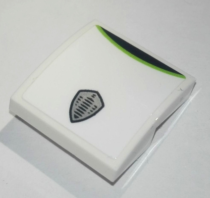 Lego Slope, Curved 2 x 2 x 2/3 with Koenigsegg Logo and Black and Lime Stripe Pattern (Sticker) - Set 76900